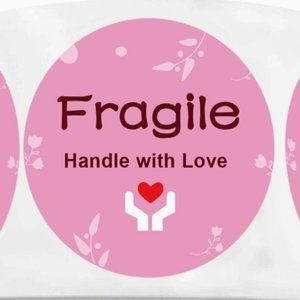 50 FRAGILE Handle With Love Stickers 2"